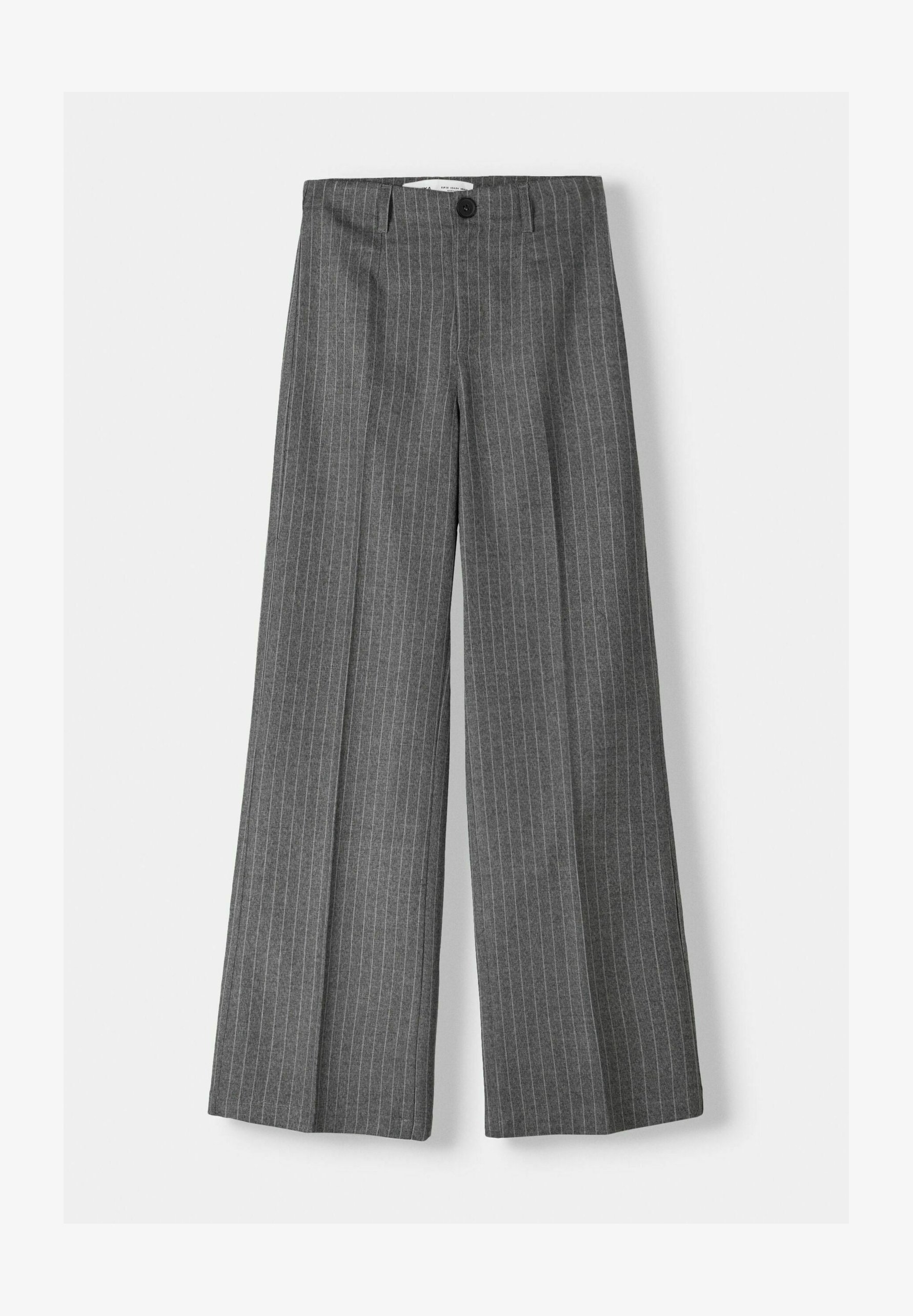 Bershka Weitbein-Hose - grau