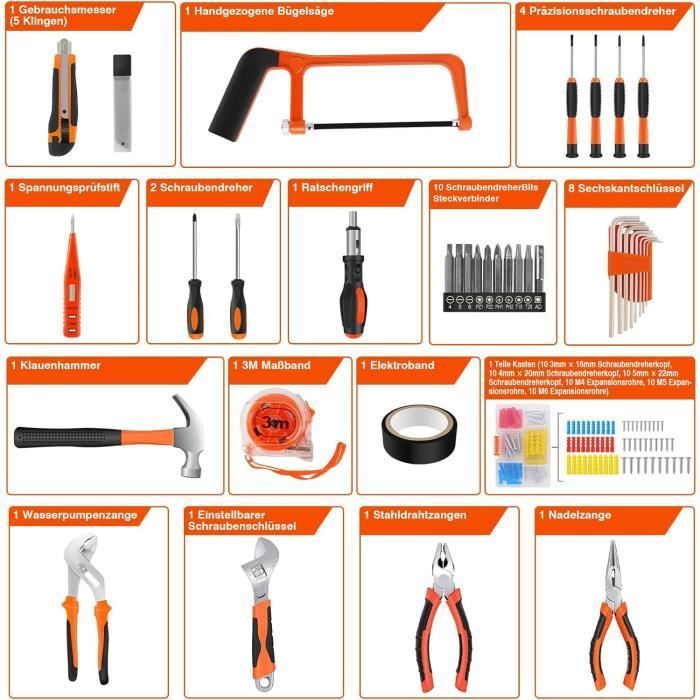 Tool Case, 102-Piece Tool Box, DAYPLUS Tool Set, Tool Box Kit, Tool Case, Tool Kit