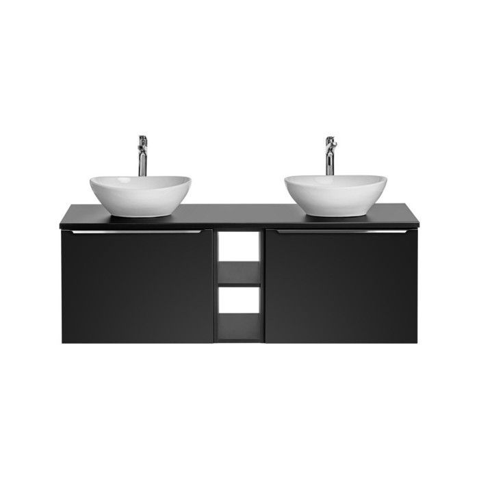 Conjunto de baño - GENÉRICO - Rosario Negro - Lavabos dobles - 140 cm - Mueble suspendido
