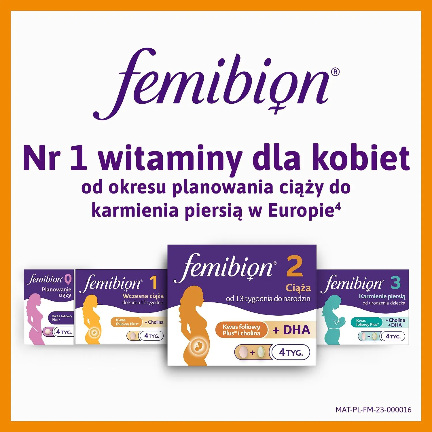 Femibion 2 Ciąża, Zestaw witamin i minerałów dla kobiet od 13. do 40. tygodnia ciąży, Tabletki powlekane + kapsułki miękkie