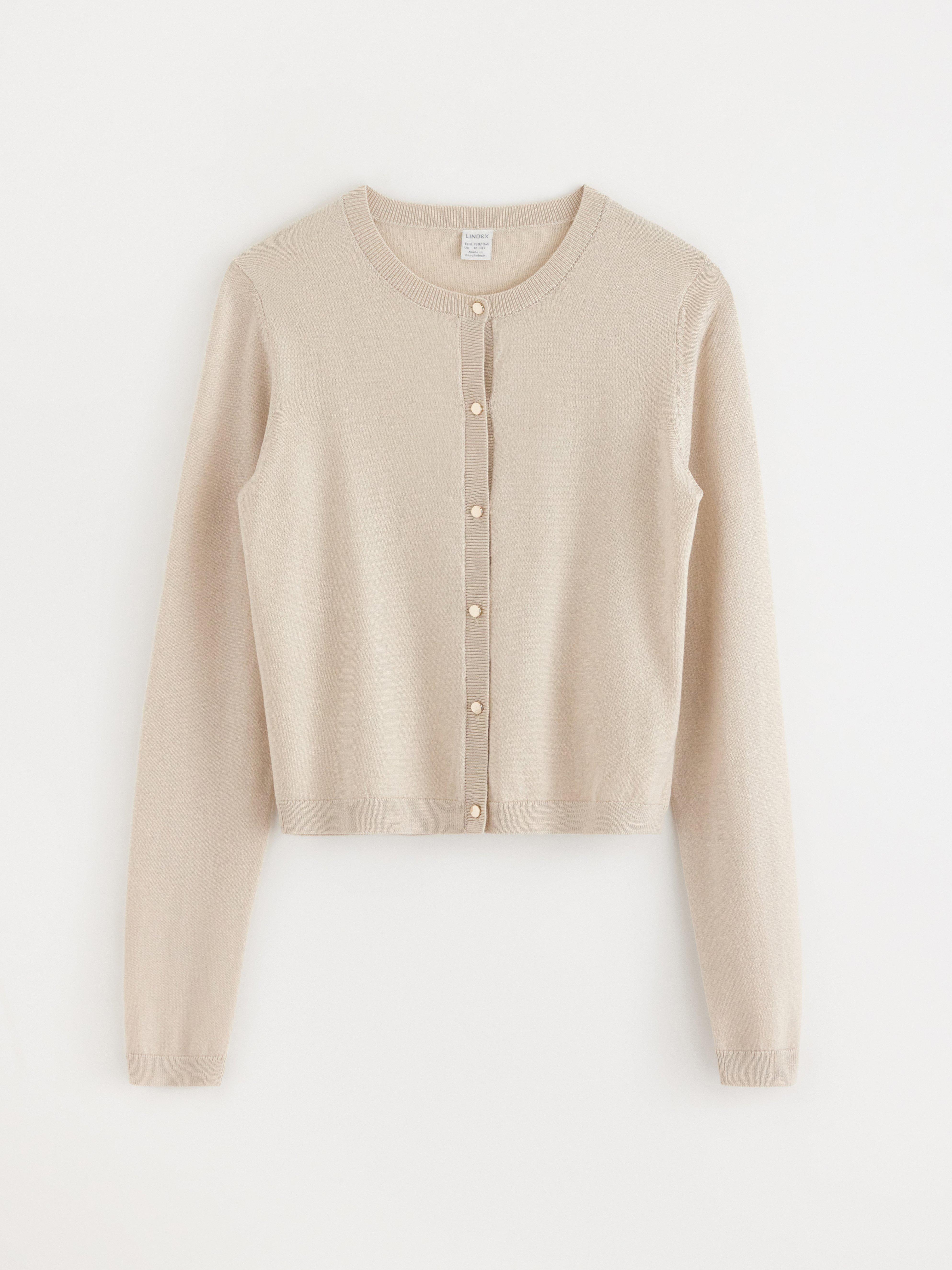 Finstickad cardigan Světle béžová