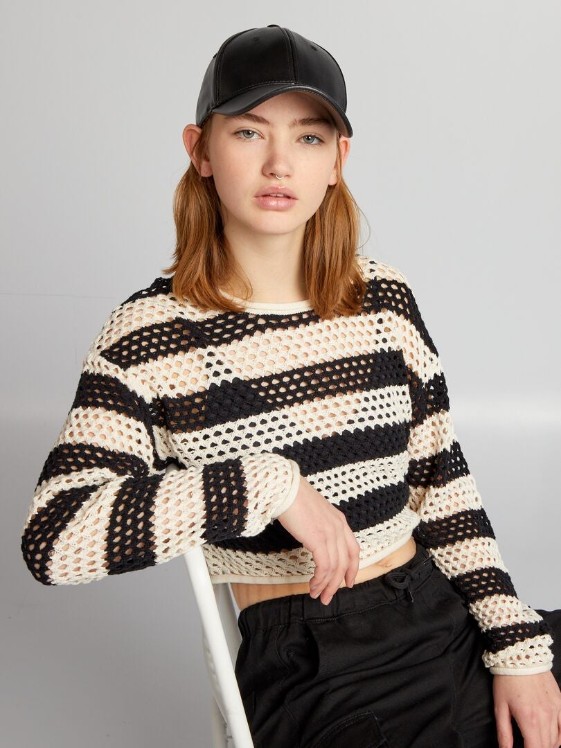 Jersey de punto calado - negro