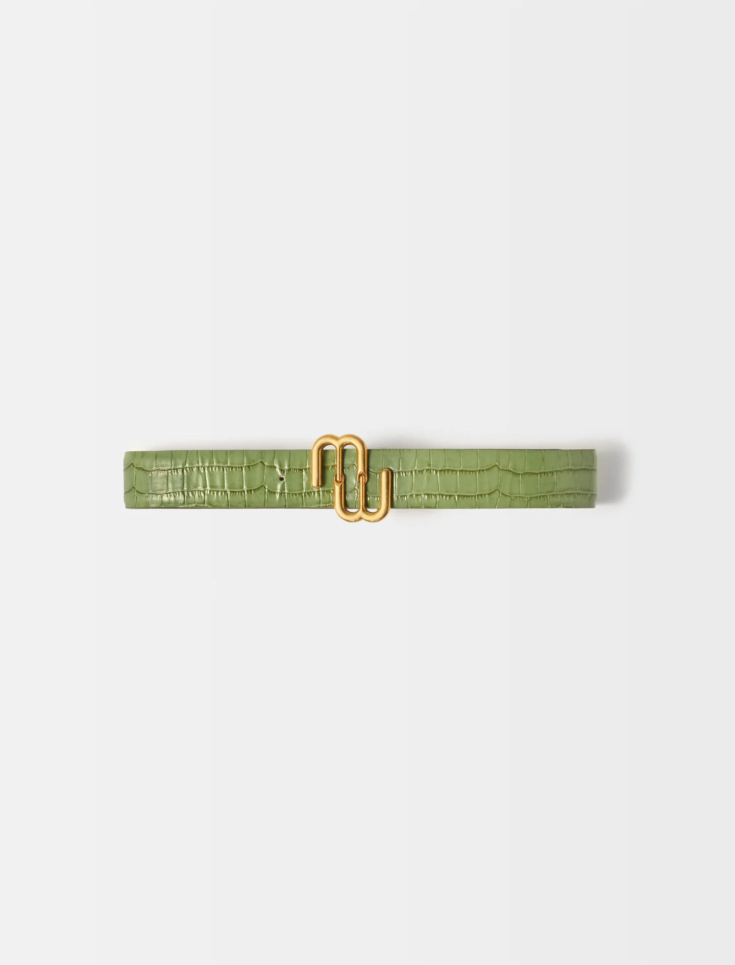 Maje-olive Dubbele Riem van Krokodillenleer M