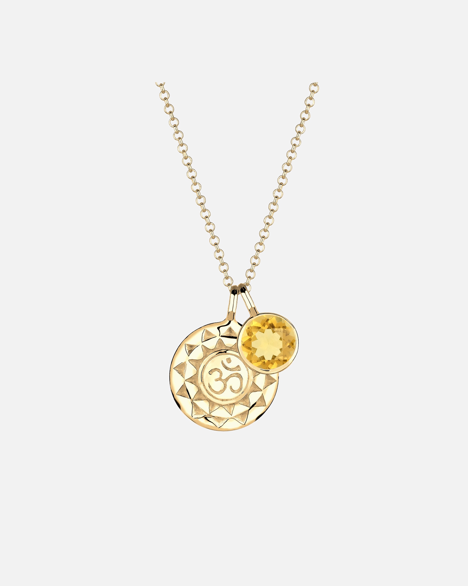 Elli Femmes Ornement Pendentif Talisman Om Harmonie avec Citrine Jaune en Argent Sterling 925 Plaqué Or