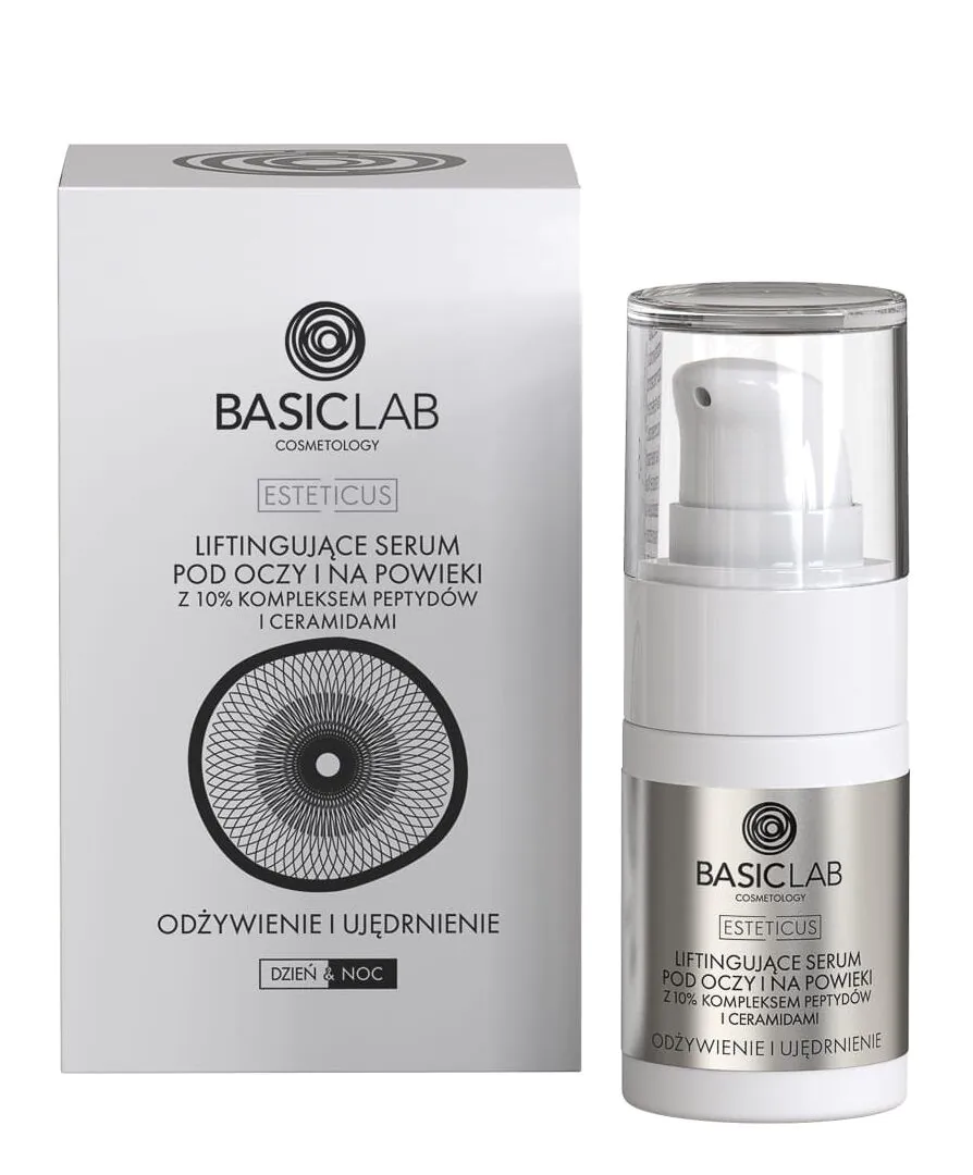 BasicLab Esteticus Liftingujące serum pod oczy z kompleksem peptydów 10%