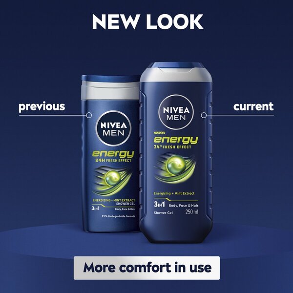 NIVEA Men Energy 24H Fresh Effect 3-у-1 гел за туширање<br>250ml - Нормална кожа
