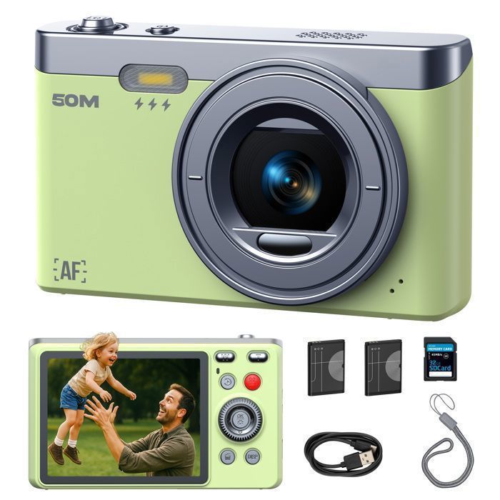 Cámara digital compacta con grabación de vídeo 4K de 64 MP - Pantalla LCD de 2,4