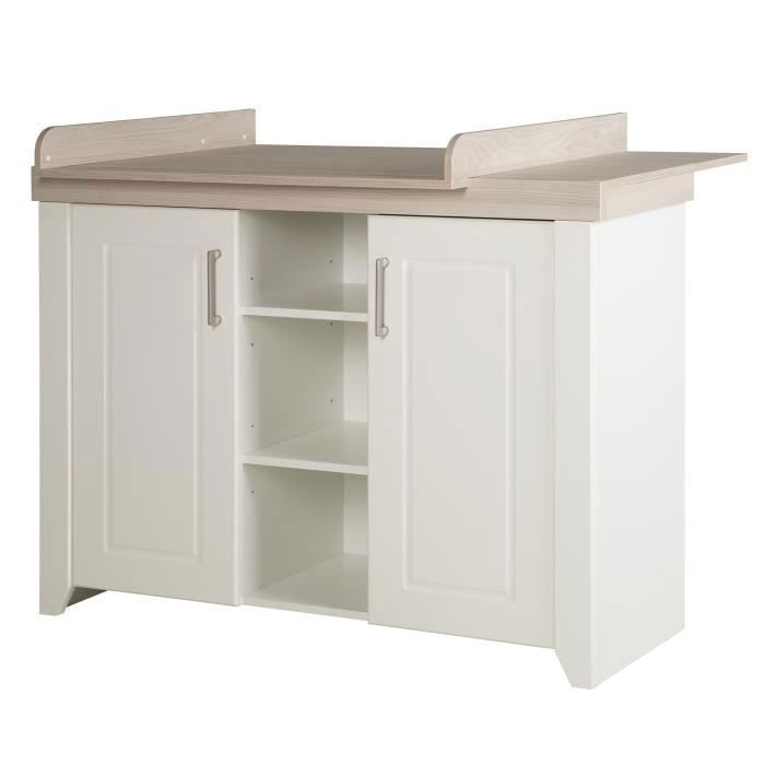 Commode à Langer ROBA Felicia - 2 Portes, 3 Niches - Blanc - Aspect Bois
