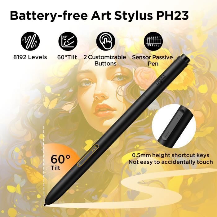 Tavoletta grafica UGEE M908 da 10x6,25 pollici con rotella di scorrimento e 8 tasti di scelta rapida, interfaccia USB-C.