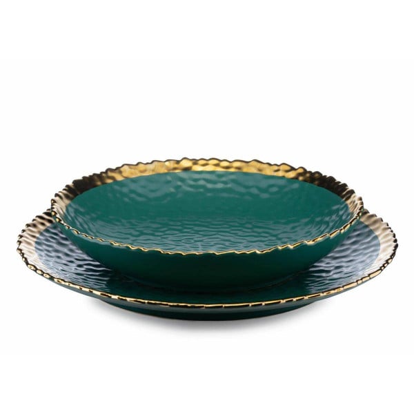 Komplet 8 talerzy Kati Green Gold małe
