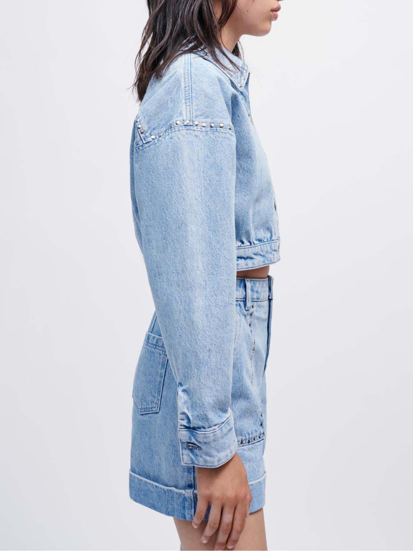 Spijkerjas met studs - Blauw