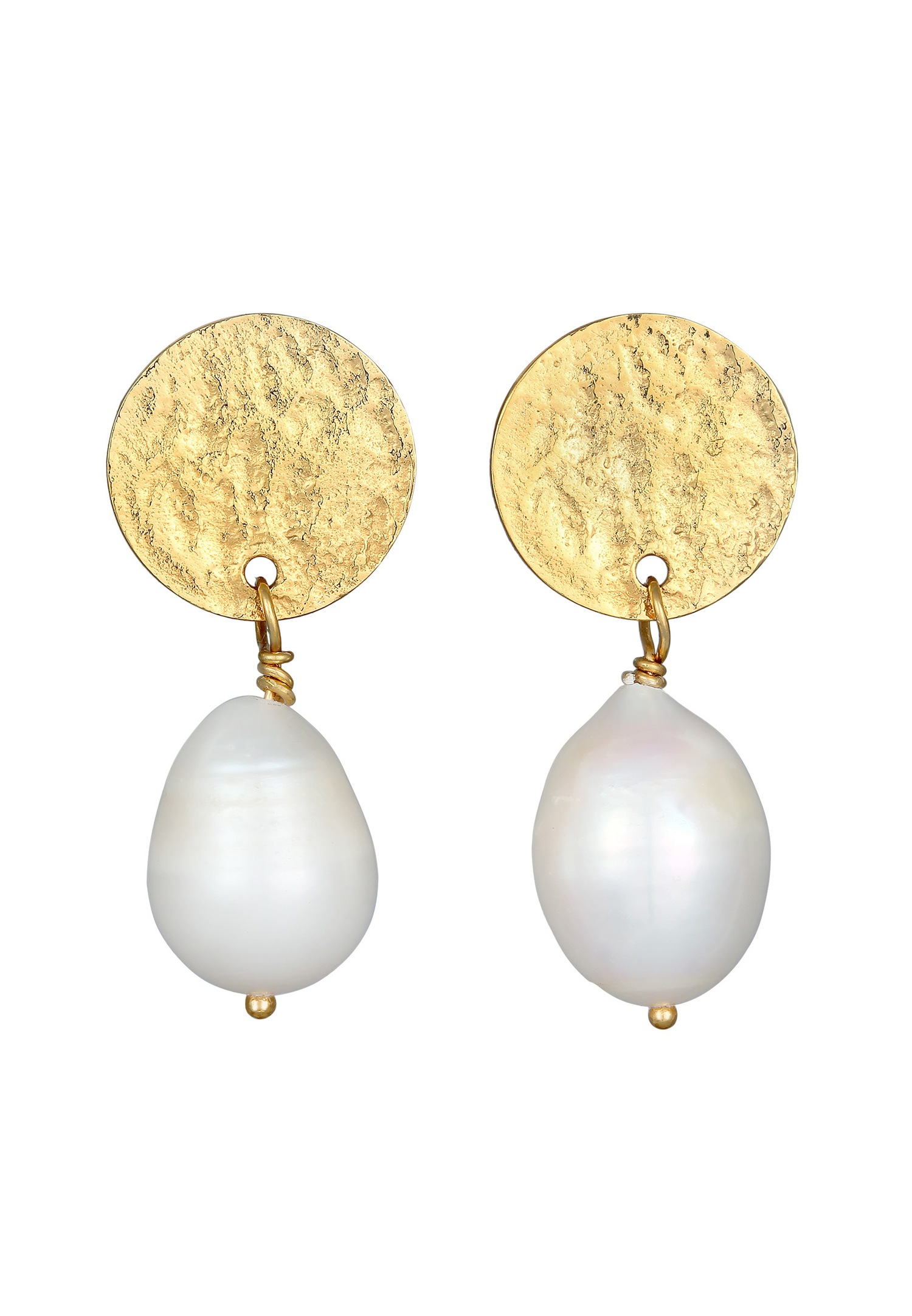 Elli PREMIUM Elli PREMIUM Boucles d'oreilles Femmes pendentif d'oreilles Organic avec perles d'eau douce de culture en argent sterling 925 plaqué or