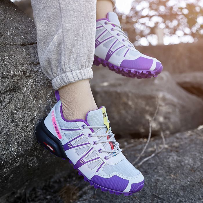 Damen-Wanderschuhe - HENRVIEG - Wasserdicht, atmungsaktiv und bequem - Grau/Lila