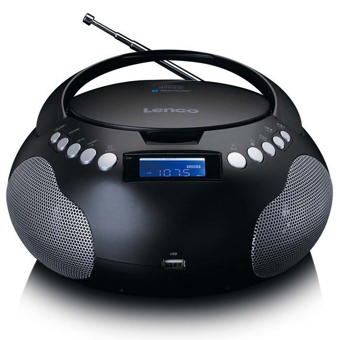 Lenco SCD-331BK - Radio portátil y reproductor de CD/MP3 con USB y Bluetooth® - Funciona con pilas o conectado a la corriente.