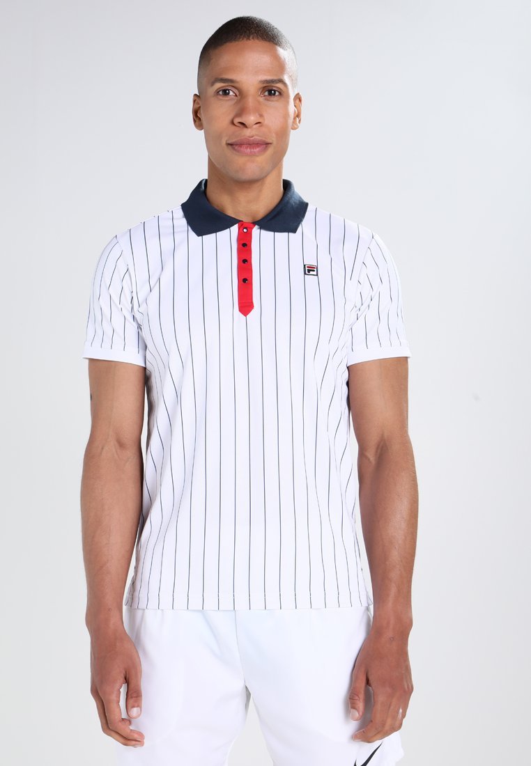 Fila STRIPES - Koszulka polo - biały/peacot blue/czerwony