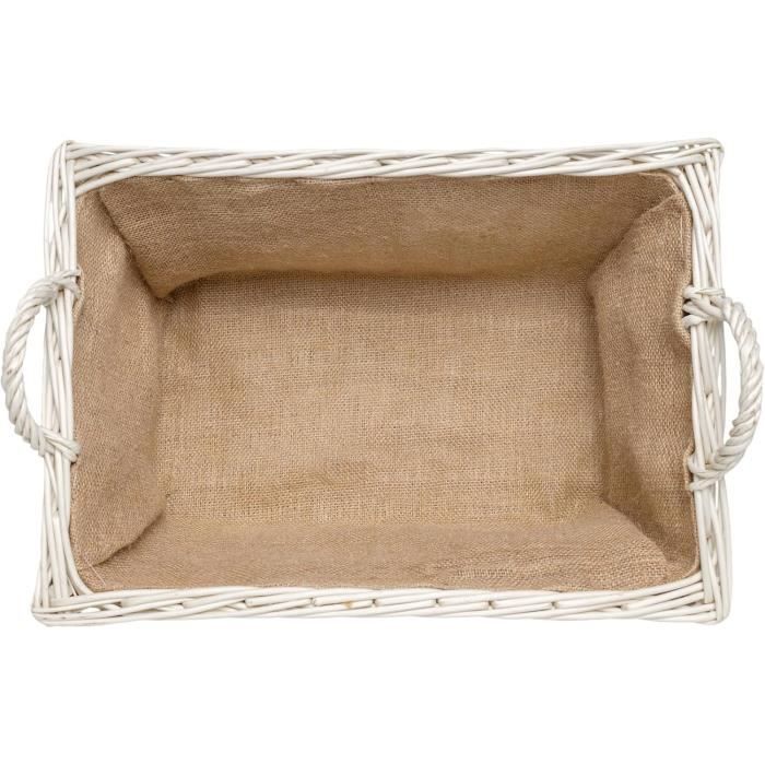 Kurv med ved - Kreativt hjem - 47 x 33 x 30 cm - Håndvevd - Jute interiør - Hvit