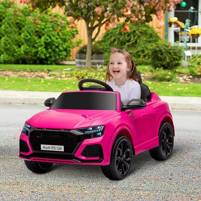 Elektrisches Kinderauto – HOMCOM – Offiziell lizenzierter Audi RS Q8 – mit Fernbedienung, Bluetooth, für Kinder von 3–5 Jahren – Pink