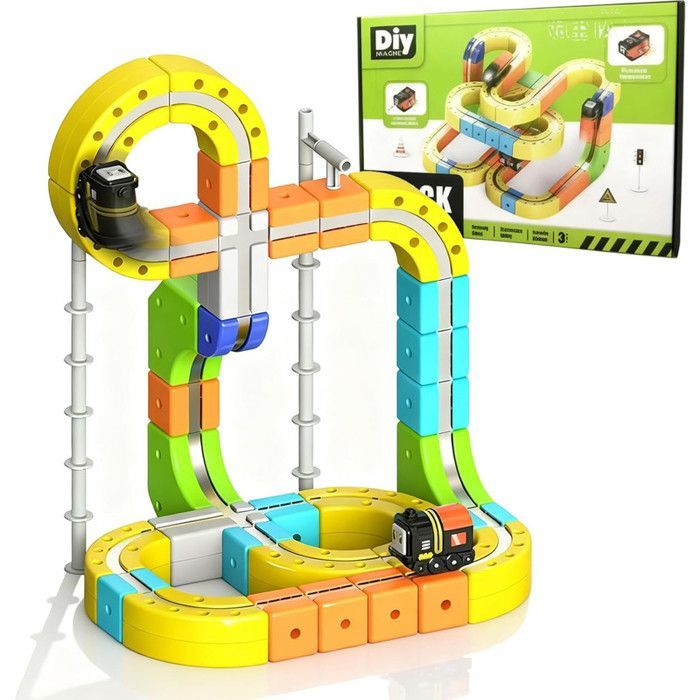 Pista magnética para coches eléctricos de 105 piezas, alimentada por USB-C, antigravedad, fabricada en ABS resistente, educativa, regalo de Navidad para niños.