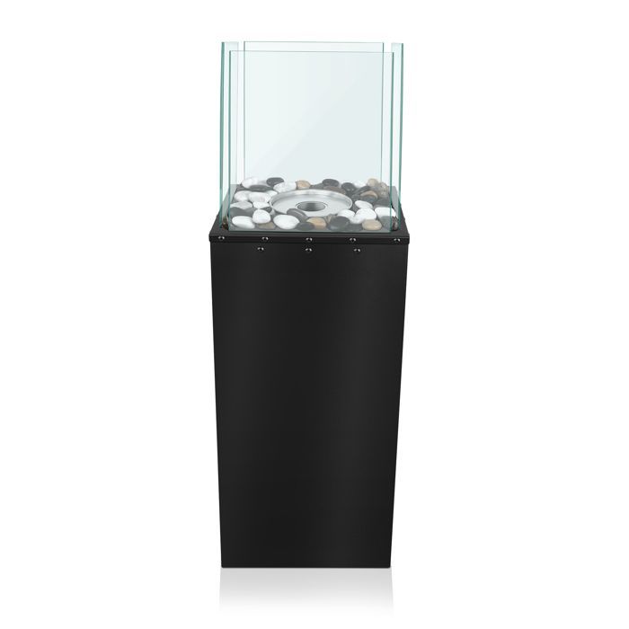 Chimenea de bioetanol Aufun con soporte, 80x24,5x20 cm, para interior, exterior, hermosas llamas, suelo, terraza, plaza.