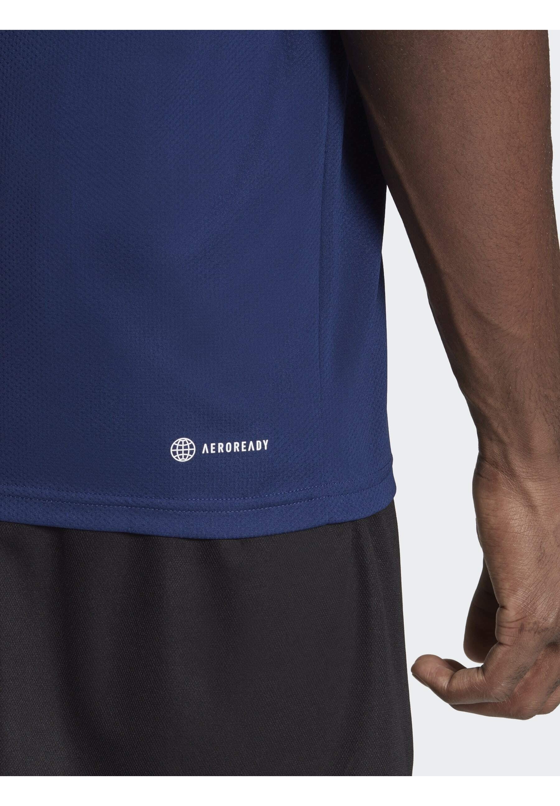 adidas Performance TRAIN ESSENTIALS BASE 3-STRIPES - Športové tričko - tmavomodré biele