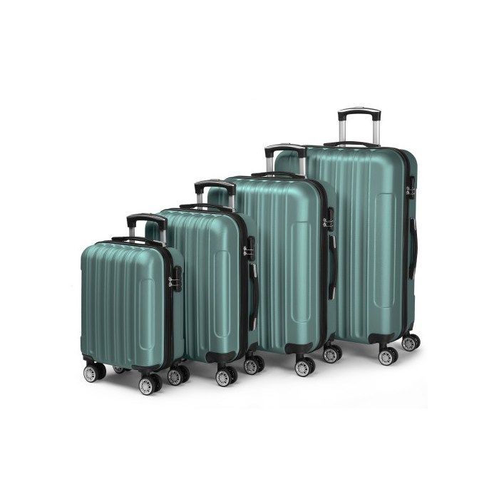 ALIGHTUP - Juego de 4 maletas portátiles 4 en 1 de ABS con ruedas - 44 cm/55 cm/64 cm/75 cm - Verde