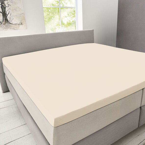Cearșaf cu fermoar supermoale pentru saltea superioară, 180-200 x 200-220 cm, crem