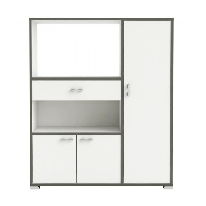 Microwave cart in matte white - 90 x 111.8 x 40 cm