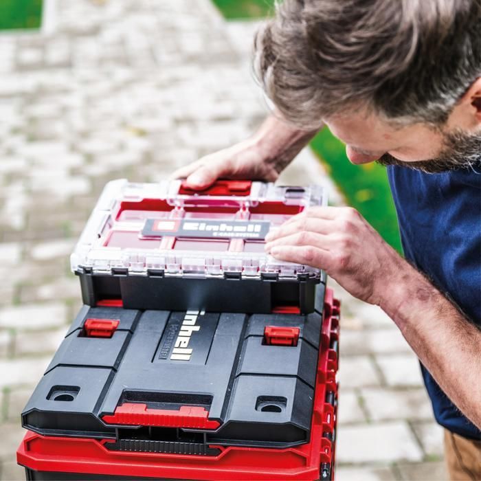 Bandeja adaptadora Einhell E-Case (90 kg máx., empilhável, com trava, compatível com Einhell E-Cases)
