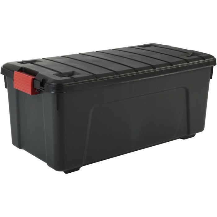 IRIS OHYAMA Juego de 3 cajas de almacenamiento DIY - Store It All - 75 L - Negro y rojo - 78 x 39,5 x 35 cm