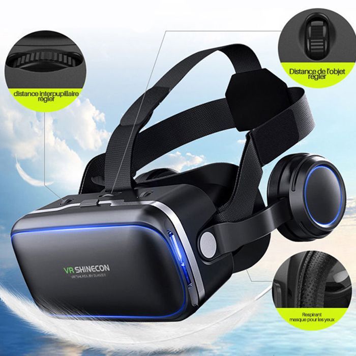 Occhiali VR 3D - Sconto tecnologico - Visore tutto in uno - Lenti ottiche - Audio 3D - Nero
