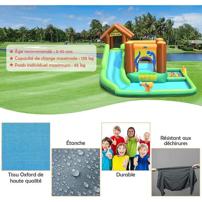 GOPLUS Opblaasbaar Dinosauruskasteel met Springzone, Zwembad en Waterkanon voor Kinderen van 3 tot 10 jaar