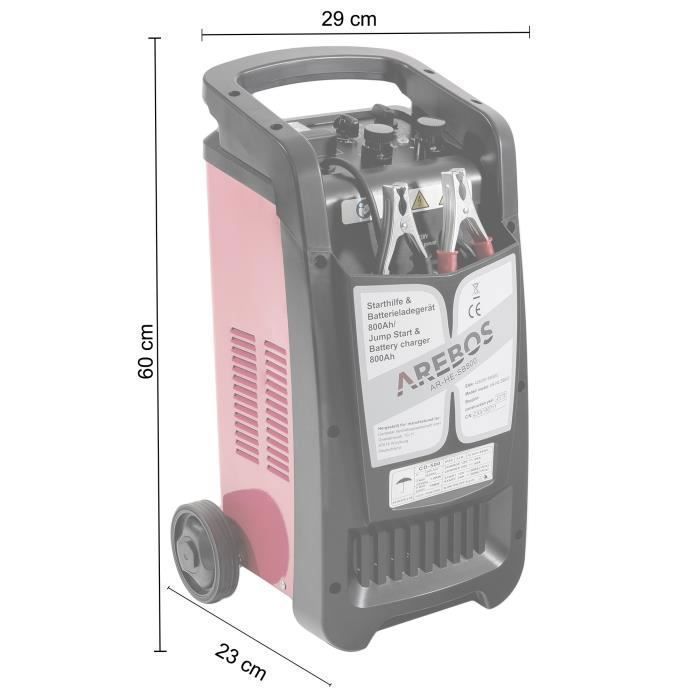 AREBOS Jump Starter-batterilader | 8000 W | Bærbar og med praktisk håndtak | Med timer