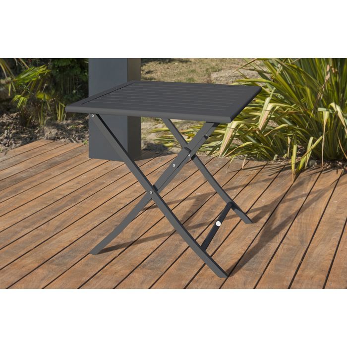 Ensemble repas de jardin 2 places en aluminium  - Gris anthracite