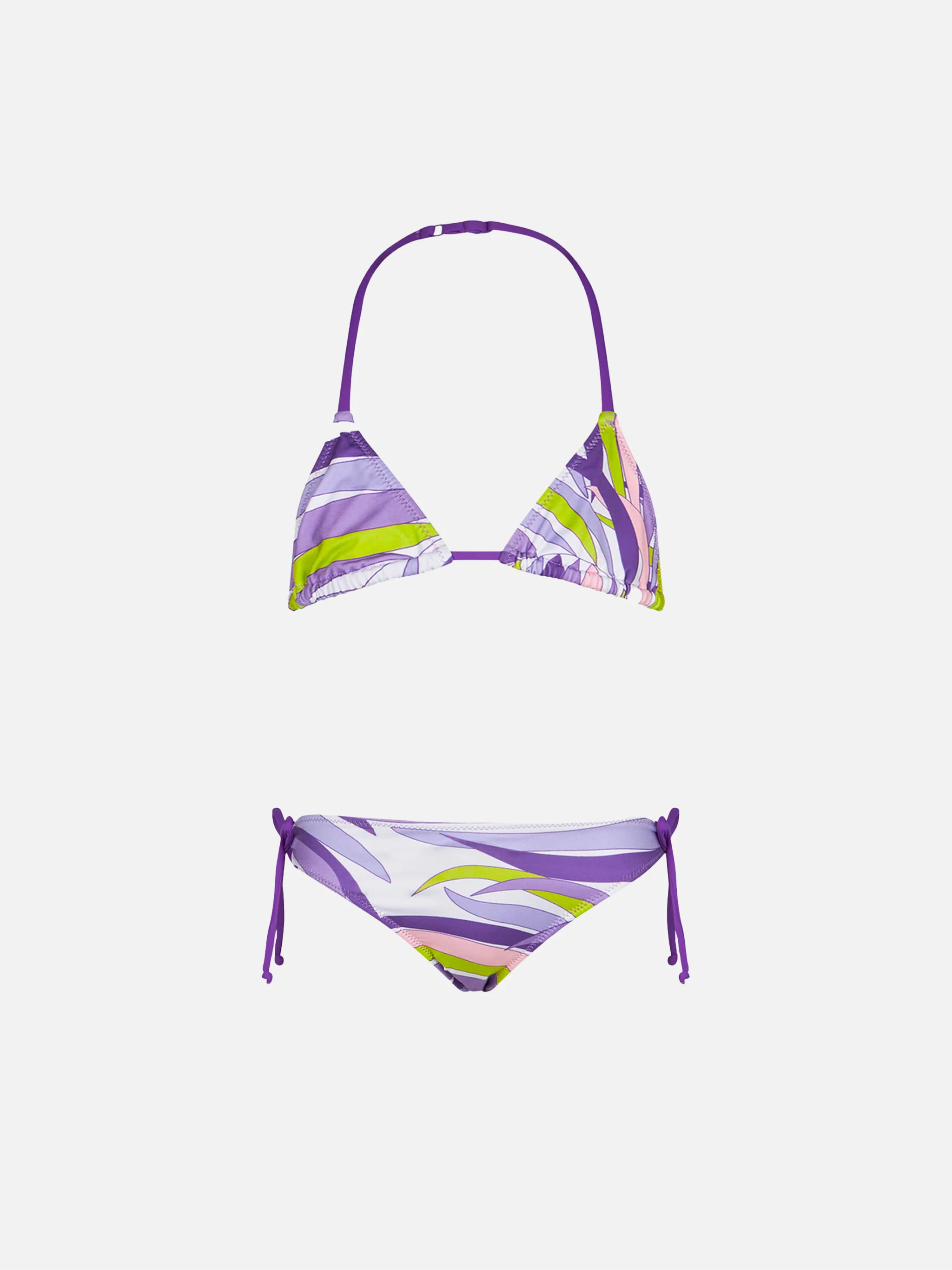 Triangelbikini voor meisjes met palmbladeren