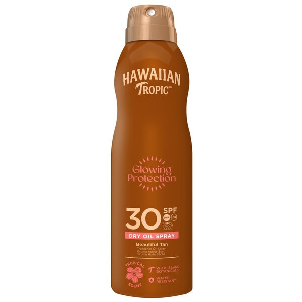 Hawaiian Tropic ragyogó védelmet nyújtó SPF30 száraz olajos folyamatos spray<br>180ml