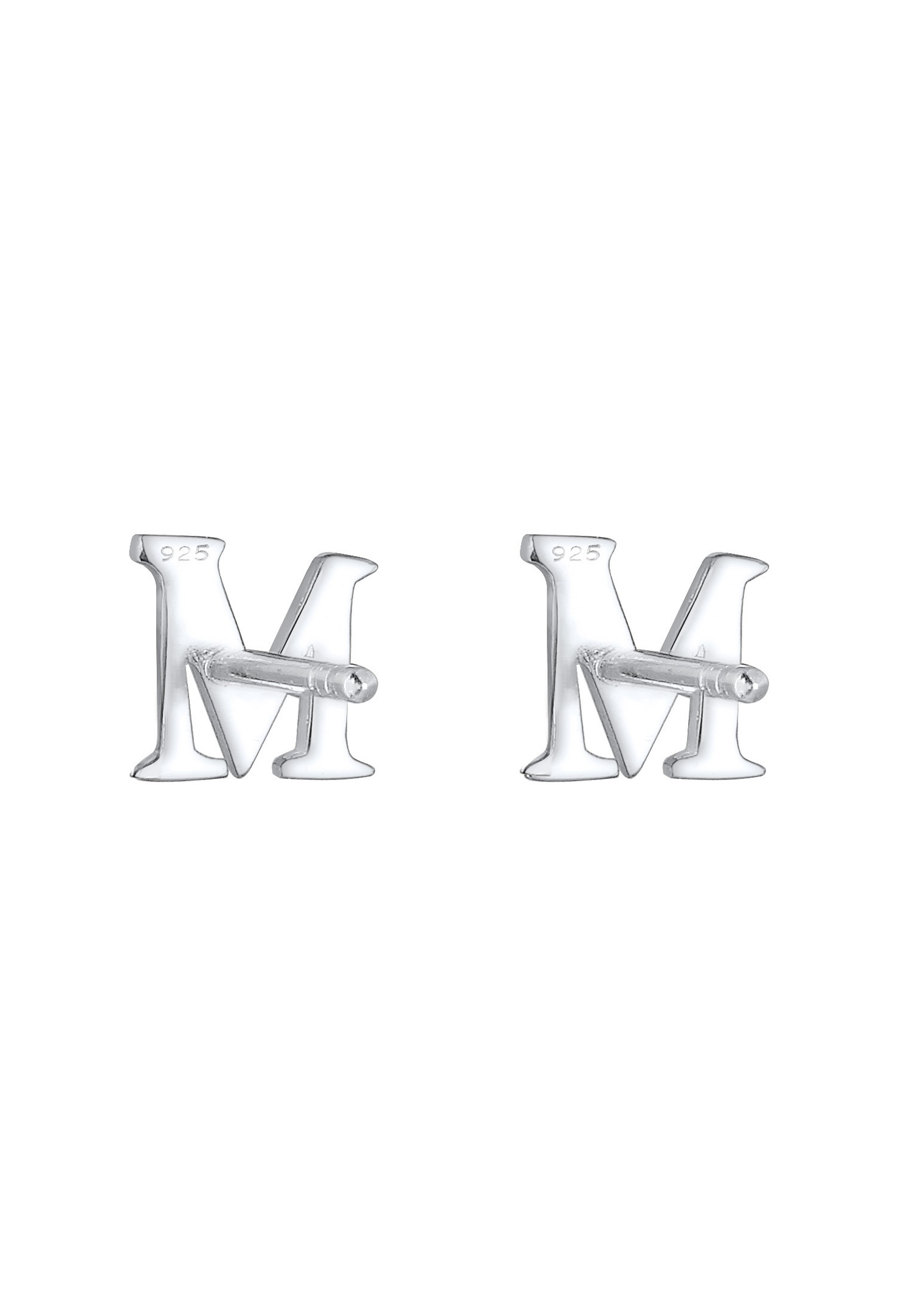 Elli Lettre M Clous d'Oreilles Femme - (925/1000) Argent