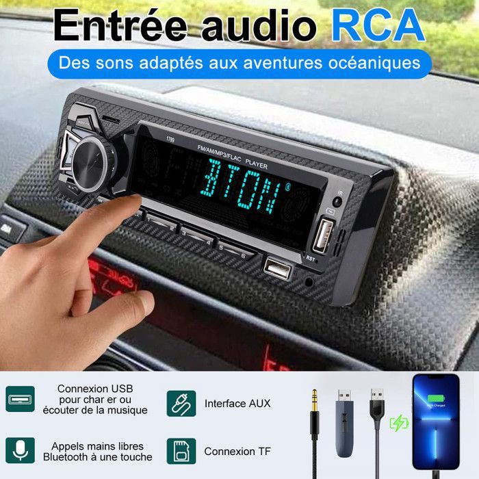 Radio Bluetooth para coche, radio estéreo a color de 7 pulgadas con asistente de voz + aplicación, radio Bluetooth para coche / MP3/WMA/WAV/FLAC/APE