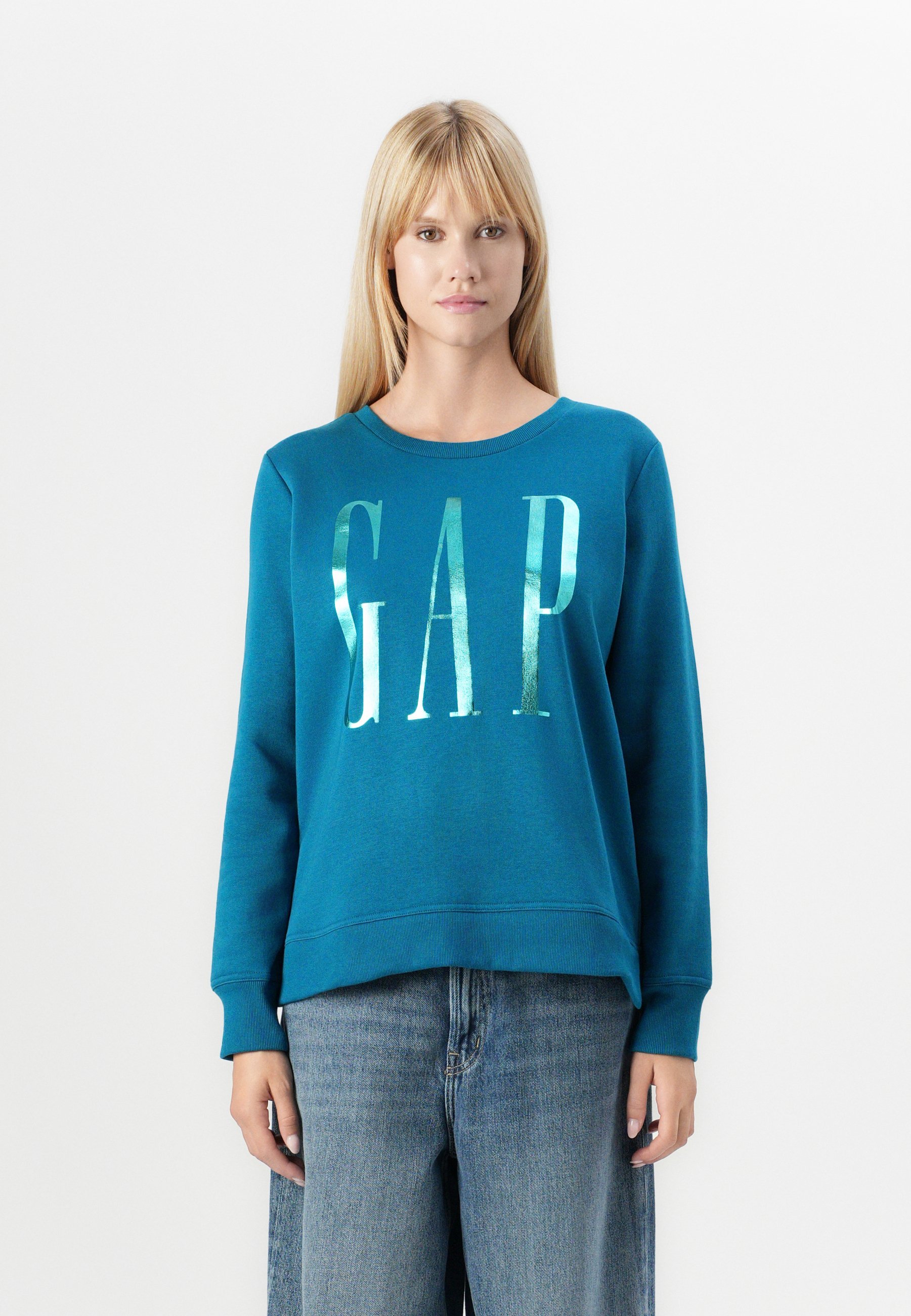 Felpa GAP LOGO DOORBUSTER CREW - verde acqua