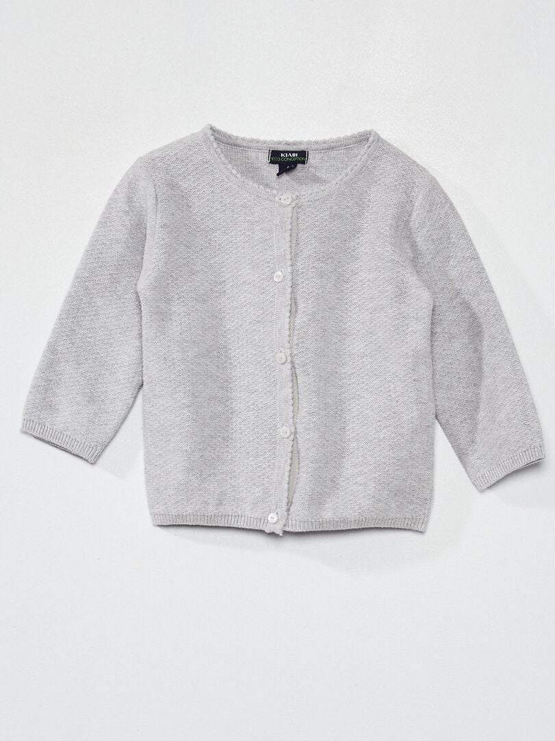 Cardigã de malha estampada - CINZA