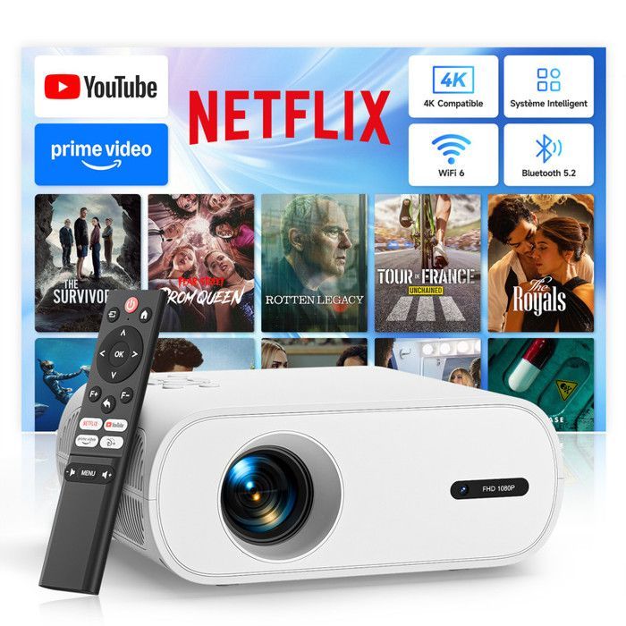 Proyector de vídeo ZOOMCAT Mini - Full HD 1080p - 20000 lm - Certificado por Netflix, WiFi 6