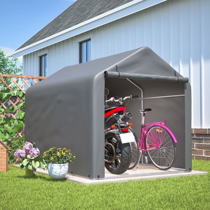 CDISPLAY Caseta de jardín con almacenamiento, 160 × 220 × 165 cm, garaje para bicicletas, refugio multiusos.