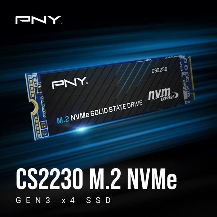 PNY CS2230 500GB SSD Interne M.2 NVMe Gen3, jusqu'à 3300MB/s - M280CS2230-500-RB