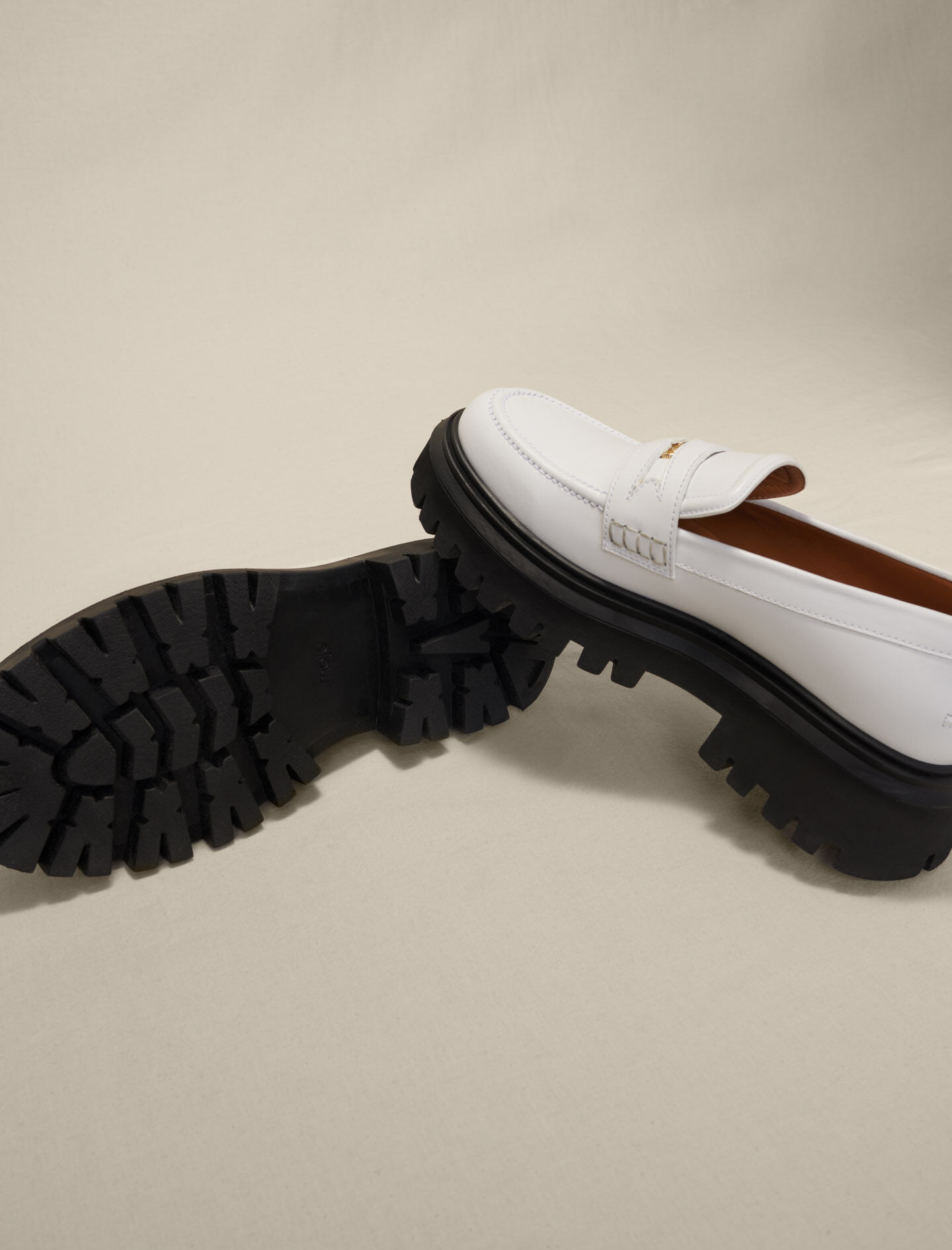 Nahkaiset platform-loaferit - Valkoinen