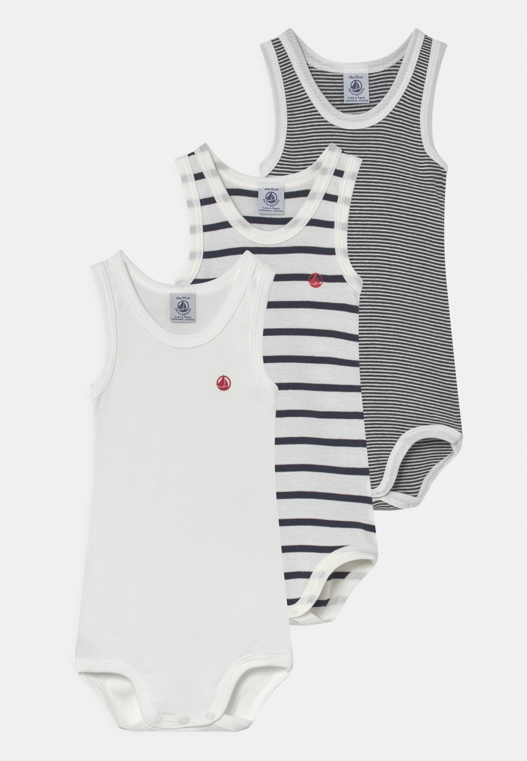 Petit Bateau 3 PAKKI UNISEX - Body - valge/tumesinine