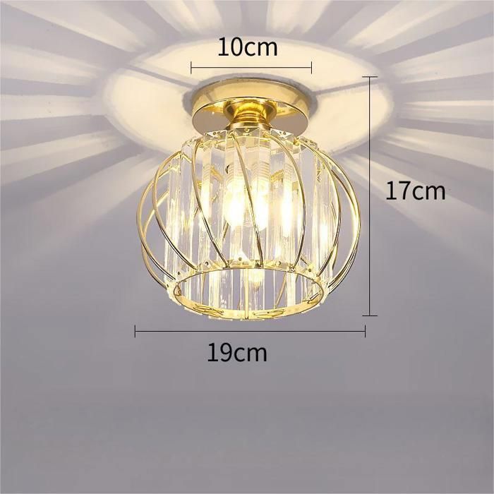 WOTTES Plafonnier en Cristal Moderne E27 LED, Plafonnier Mini Lustre en Cristal pour Cuisine Couloir Entrée, 1PCS Ø18CM Or