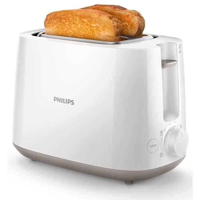 Tostadora - PHILIPS - HD2581/00 - Recogida diaria - 2 ranuras - 830 W - Blanca