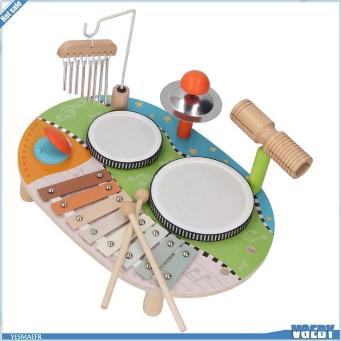 Batería infantil, divertido instrumento musical multifuncional para niños, campanillas de viento, juguete
