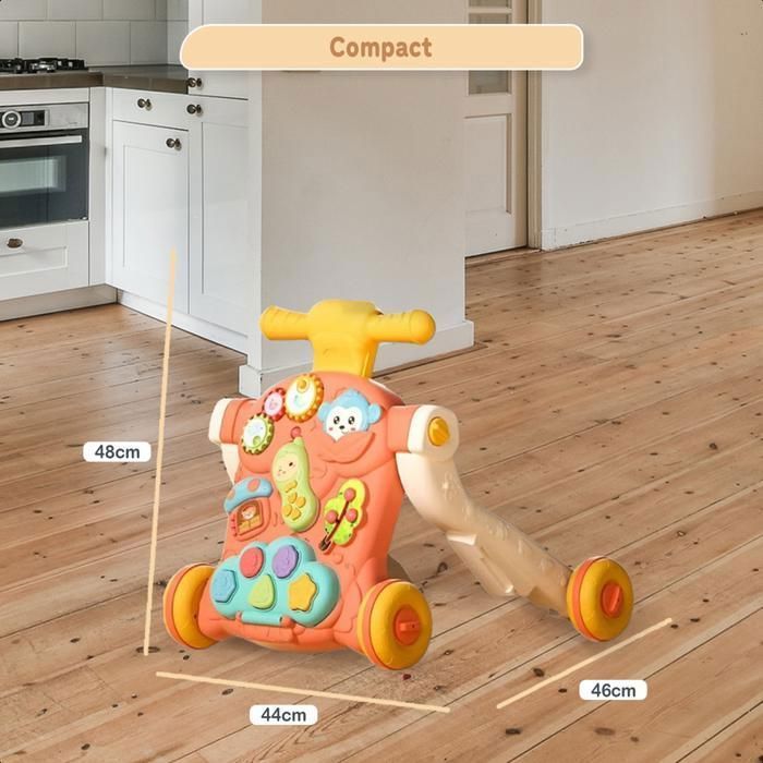 Twinky Luxe Loopwagen - TWINKY - Roze - Babywandelwagen met interactief speelgoed - Verstelbare snelheidsrem en afneembare telefoon