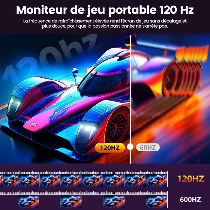 UPERFECT Moniteur portable 18,5 pouces 1080P Full HD 120HZ, 100% sRGB, vitesse de réponse de 14 ms, compatible VESA