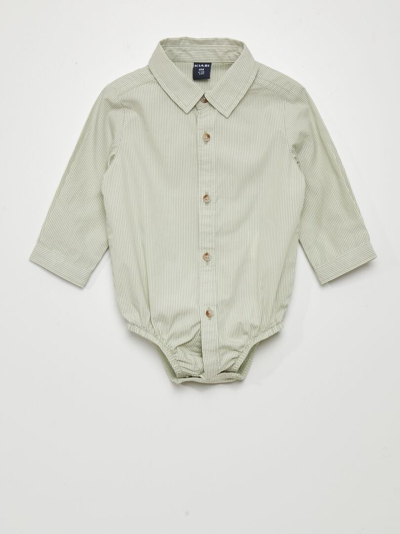 Body de camisa a rayas - VERDE